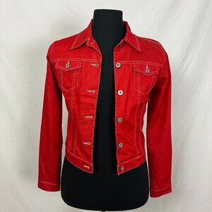 Buffalo David Bitton Red Denim-Style Jean Jacket Size M